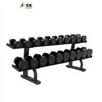 SK Fitness Commercial Triple-Tier Round-Bend Haltère Rack Pliable En Acier 3 Niveaux Fitness Équipement Sécurité Gym Haltère En Gros