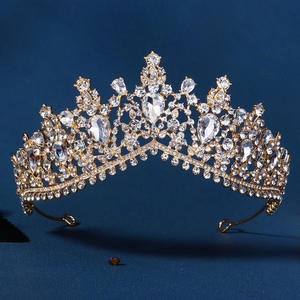 Francese elegante stile retrò strass corona diadema lucente colorato delicato donna <span class=keywords><strong>accessori</strong></span> per capelli grandi diadema fatti a mano <span class=keywords><strong>sposa</strong></span> - Product Image 1