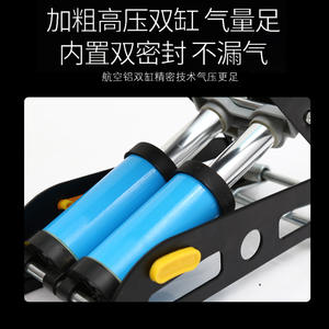 Pompe à pied à double cylindre en aluminium, <span class=keywords><strong>gonfleur</strong></span> de pneus haute pression pour voiture, moto, vélo, gonflage rapide, noir - Product Image 4