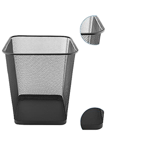 Poubelle carrée en treillis métallique, panier à papier de bureau sur pied avec ou sans couvercle, pour la collecte des déchets à la maison ou au bureau - Product Image 4