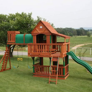 Durable Weather-Resistant Wooden-Plastic <b>Slide</b> Combo for Garden Play Areas - Product Image 1
