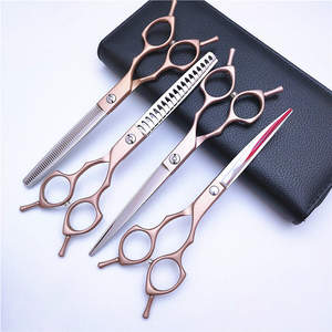 Ciseaux de toilettage pour animaux de compagnie en or rose, 7,0 pouces, tête droite, acier inoxydable 440C, polissage fin, usage beauté - Product Image 3