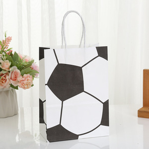 Wholesale Soccer Party Favor Kraft Paper Bag Kids Portable Gift Candy Bag Cute Soccer Goodie Bag