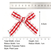 Nœud papillon personnalisé en dentelle à carreaux pour accessoires de cheveux, décoration de chaussettes de robe pour filles, nœud en ruban de polyester écologique pour Noël