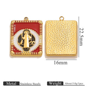 Amuletos de la Virgen María (San Benito y Nuestra Señora de Guadalupe) |   Colgantes de la Virgen María en Acero Inoxidable con Baño de Oro PVD de 18K y Esmalte - Product Image 6