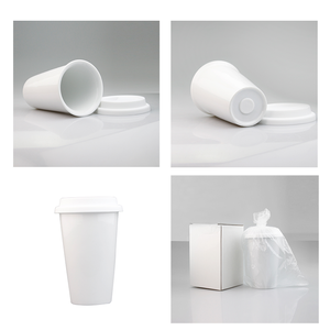 แก้วกาแฟเซรามิคแบบพกพาเก็บความร้อนพร้อมโลโก้พิมพ์ แก้วน้ำสองชั้น แก้วกาแฟเซรามิคสำหรับเดินทางพร้อมฝาซิลิโคน - Product Image 4