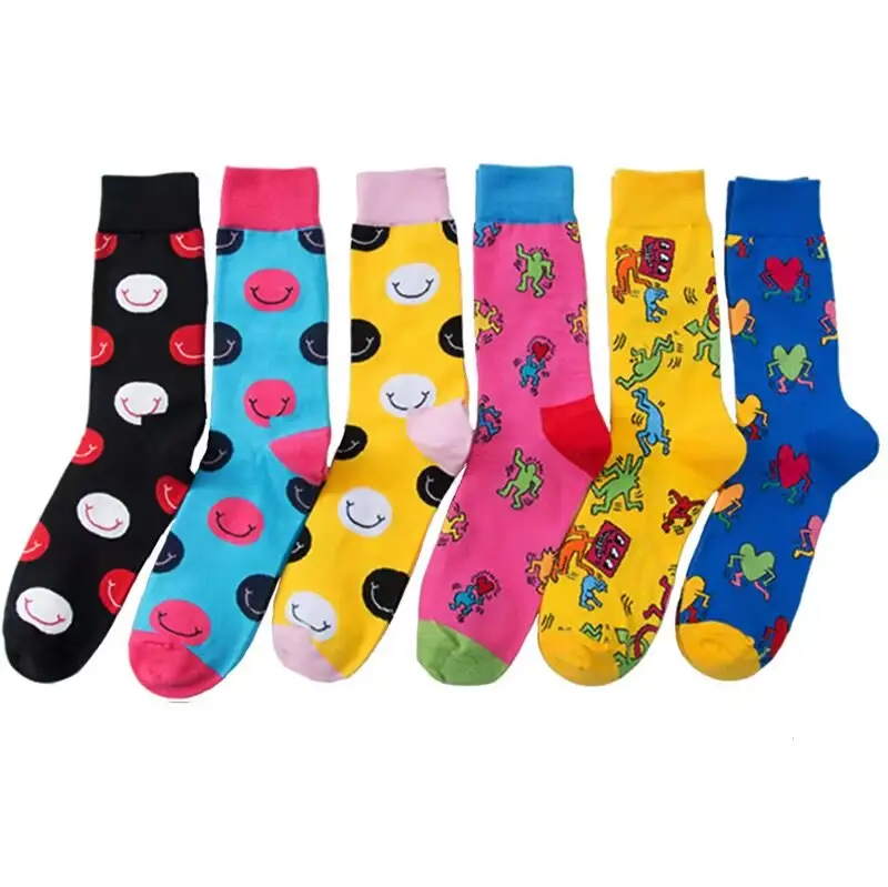 Wholesale Spring Funny Cartoon Colorful Men's Socks Breathable Fancy Men Casual Cotton Socks