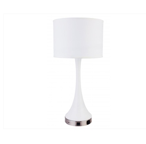 Lámpara de Mesa de Diseño Simple en Hierro Niquelado con Pantalla de Tambor y Función USB para Iluminación Interior de Hotel - Product Image 4