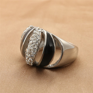 European American Style <b>Titanium</b> Steel <b>Ring</b> Silver Color Geometric Hollow Pave Setting Unisex Party Jewelry 290111 - Product Image 1