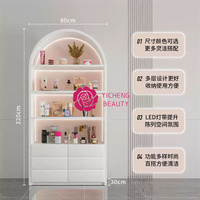 Étagère de présentation lumineuse de luxe Yicheng Beauty pour salon de beauté, présentoir de cosmétiques, soins des ongles et de la peau, meuble de rangement pour magasin