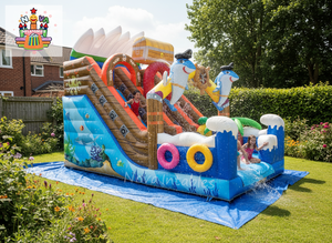 Tobogán Acuático Inflable con Diseño de Piratas y Criaturas Marinas, Equipo de Juego Acuático para Niños Inspirado en Aventuras al Aire Libre con Diseño Multicarril - Product Image 2