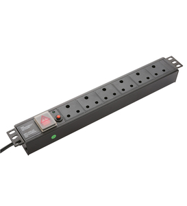 PDU de 19 Pulgadas con 6 Tomas de 16A Tipo Sudáfrica, Instalación Horizontal o Vertical, con Interruptor y Función de Protección Opcional - Product Image 1
