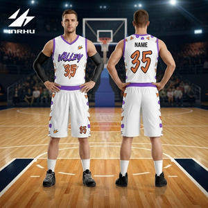 Ensemble d'uniformes de basketball réversibles unisexes, tissu respirant à séchage rapide, impression personnalisée du nom de l'équipe, tailles plus grandes, maillot et short pour adultes - Product Image 5