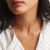 Collar con Clip de papel de acero inoxidable chapado en oro de 14K al por mayor, cadena fina, collar exquisito, cadenas para mujer, Gargantilla, joyería
