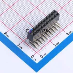 XDM200-2-10-W-6.35-G0 Pin Socket Bent Lead Through Hole,P=2mm Connector 2x10P 2mm Square Hole Right Angle Insert - Product Image 1