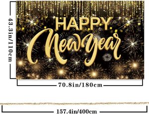 <span class=keywords><strong>Feliz</strong></span> <span class=keywords><strong>Año</strong></span> Nuevo: Letrero Colgante Extra Grande de Tela con Diseño de Fuegos Artificiales para Decoración de Fiestas de <span class=keywords><strong>Año</strong></span> Nuevo - Product Image 2