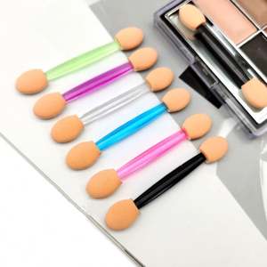 25 pièces/ensemble brosse d'ombre à paupières éponge jetable <span class=keywords><strong>Double</strong></span> têtes à pointe ovale en gros pas cher outil applicateur d'ombre à paupières - Product Image 1