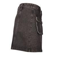 Jupe en jean vintage pour femme, mini, coupe trapèze, taille haute, style cargo, avec grandes poches, boutonnée, pour le printemps et les fêtes