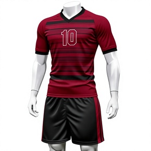 Conjunto de Camiseta de Fútbol Personalizada para Hombre, Cuello en V, Color Rojo, Manga Corta, Impresión Sublimada, Poliéster Transpirable, Frontal 10 - Product Image 1