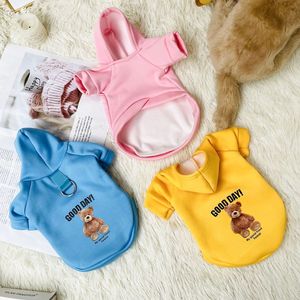 Sweat-shirt pour chien et chat avec imprimé animal mignon, en polyester, pour l'automne et l'hiver, avec laisse et doublure en peluche - Product Image 3