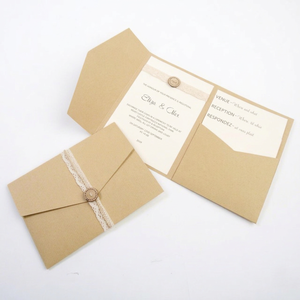 Juego de Invitaciones de Boda Plegables de Bolsillo Hechas a Mano de Lujo Personalizadas con Tarjetas de RSVP y de Agradecimiento con Diseño de Música/Ángel/Cruz Impreso Personalizado - Product Image 1