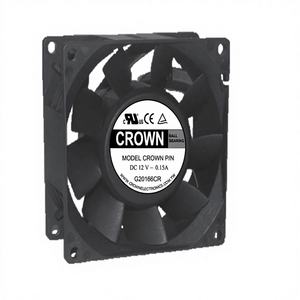 พัดลมแกน DC รุ่น Crown AGQ08038_12L แบบลูกปืน  ใบพัดพลาสติก  สำหรับเครื่องโฆษณาอุตสาหกรรม  รับผลิตตามแบบ OEM - Product Image 1