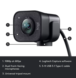 Logitech <span class=keywords><strong>StreamCam</strong></span> 100% precio al por mayor original en stock Webcam de transmisión en vivo Full 1080p HD 60fps para YouTube Gaming Study - Product Image 2