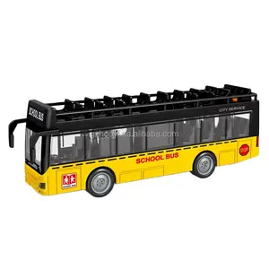 New Kids Toy Truck 1:16 Fricção Powered Double Decker ônibus escolar com luz som ônibus elétrico brinquedo