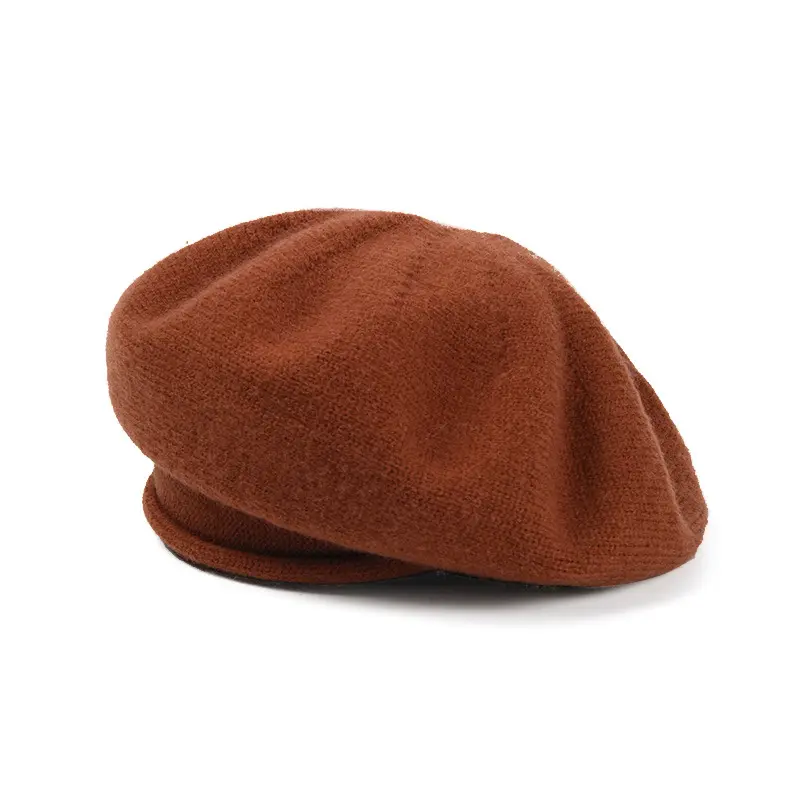 Autumn and Winter New Wool Knitting Beret Hat Solid Color Women Beret Hat