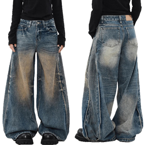 2026 nuovo arrivo pantaloni a palloncino in Denim larghi larghi da uomo con gamba larga in Jeans larghi per 2026 tendenza della moda - Product Image 1