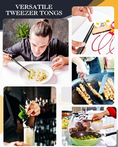 Pinzas de Cocina con Puntas de Precisión, Acero Inoxidable 430, Pinzas Profesionales para Chef, Utensilios de Cocina para Servir y Emplatar en Barbacoas - Product Image 5