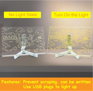 7 màu <span class=keywords><strong>LED</strong></span> ánh sáng ban đêm USB bảng tin hiện đại Acrylic khung xóa được tính năng sáng tạo trẻ em vẽ bảng ghi chú - Product Image 4