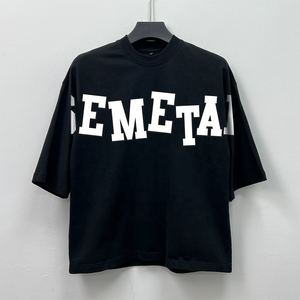 Camiseta de Diseño Personalizada de Alta Calidad en Algodón, Estilo Urbano, Negra, de Gran Gramaje, Fabricante de Camisetas con Serigrafía, Camiseta Oversize - Product Image 3