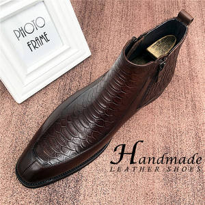 Nouvelles bottes faites à la main - chaussures pour hommes en cuir véritable - manchon en cuir pour bottes - bottines Chelsea - bottes britanniques en coton pour hommes - Product Image 1