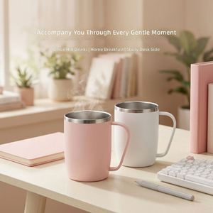 Mug de voyage personnalisé en acier inoxydable, gobelet isotherme moderne avec poignée et couvercles pour Halloween, camping, Noël, cadeau - Product Image 2