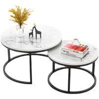 Table Basse Ronde Minimaliste Style Nordique Tendance : Design Moderne avec Piétement en Fer Créatif,