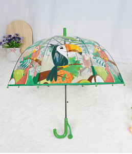 Parapluie pour enfants de 2 à 5 ans Parapluie transparent Forêt Cartoon Parapluie à long manche sûr et léger pour enfants - Product Image 4