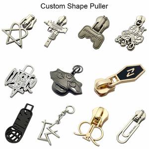 High Grade Silver Cut Out Shape OEM Custom Metal Zipper Puxa para Bolsa - Product Image 5