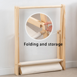 Appendiabiti da pavimento in legno massello comodo Design pieghevole piccolo bovindo stendino stendini per porta oggetti - Product Image 2