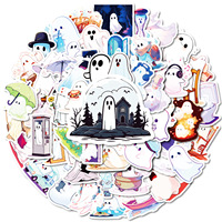 50 Stück Halloween Weiße Geister Graffiti Aufkleber Niedliche Cartoon Skateboard Tablet Ersatz Dekorative Sticker