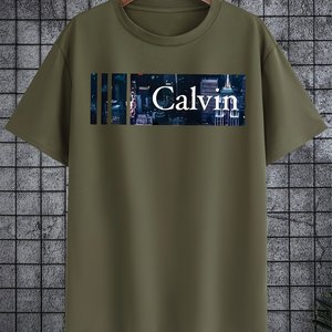 Мужская винтажная футболка <span class=keywords><strong>AliExpress</strong></span> из 100% хлопка (180 г) с коротким рукавом, с принтом, из мягкой дышащей ткани, привлекательный дизайн 'CALVIN' - Product Image 6