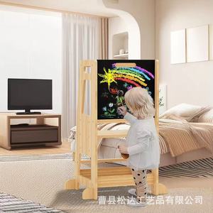 Torre de aprendizaje infantil de madera con pizarra, lavabo de pie y taburete portátil para bebés - Product Image 1