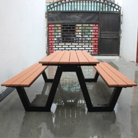 Table et chaises de salle à manger pour hôtel et restaurant en plein air, table en bois moderne pour la rue, le parc, le pique-nique, table de patio avec banc