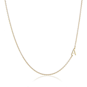 Personalized 925 Sterling Silver Gold <strong>Sideways</strong> <strong>Initial</strong> Letter <strong>Necklace</strong> for Women - Product Image 1