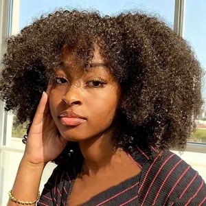 Parrucca Afro Riccia con Frangia all'Ingrosso, Alta Densità, Senza Pizzo, Capelli Umani Vergini, Taglio <span class=keywords><strong>Bob</strong></span> Corto, Colore Naturale - Product Image 2