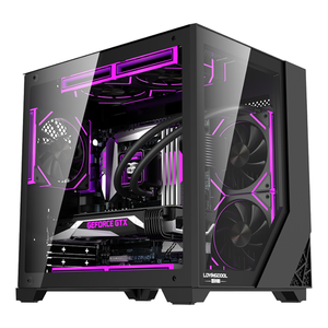 LOVINGCOOL Haute Qualité MATX ITX <span class=keywords><strong>PC</strong></span> <span class=keywords><strong>Gamer</strong></span> Desktop Cases Mid Tower avec 120mm RGB Fan Verre Trempé pour <span class=keywords><strong>PC</strong></span> Gaming - Product Image 1