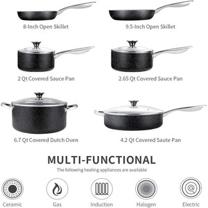 Juego de Ollas Antiadherentes de Aluminio con Revestimiento de Mármol, 10 Piezas, Fondo Multicapa, Apto para Horno, Vaporera Doméstica - Product Image 5