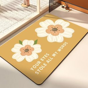 พรมเช็ดเท้าลายดอกไม้ Leguan ขนาด 38x58 ซม. 48x78 ซม. 58x88 ซม. กันลื่น กันน้ำ ทำจากดินไดอะตอม สำหรับห้องน้ำและทางเข้าบ้าน - Product Image 1