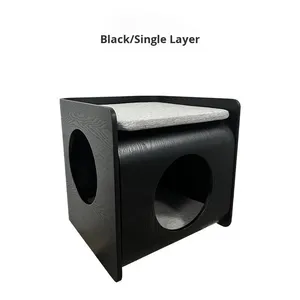 Tavolino da Caffè con Letto per Gatti di Lusso, Tavolo Comodino in Legno Massello per Tutte le Stagioni, Arredamento per Soggiorno per Umani e Animali - Product Image 5