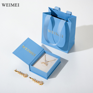 Custom Logo Recyclable Blue Paper <b>Book</b>-Shaped Jewelry Packaging <b>Box</b> for Bracelet Ring Earring Necklace - Product Image 3